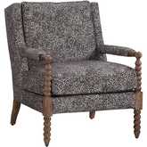 Andi Accent Chair in Tilly Domino Multicolor Patter Fabric & Dark Brown Wood